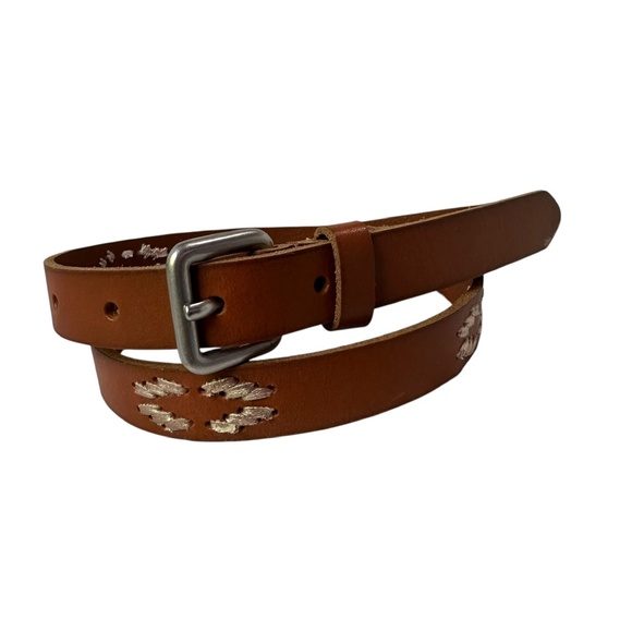 Genuine CIRCA Brown Genuine Leather Embroidered Western Belt For Women 32
